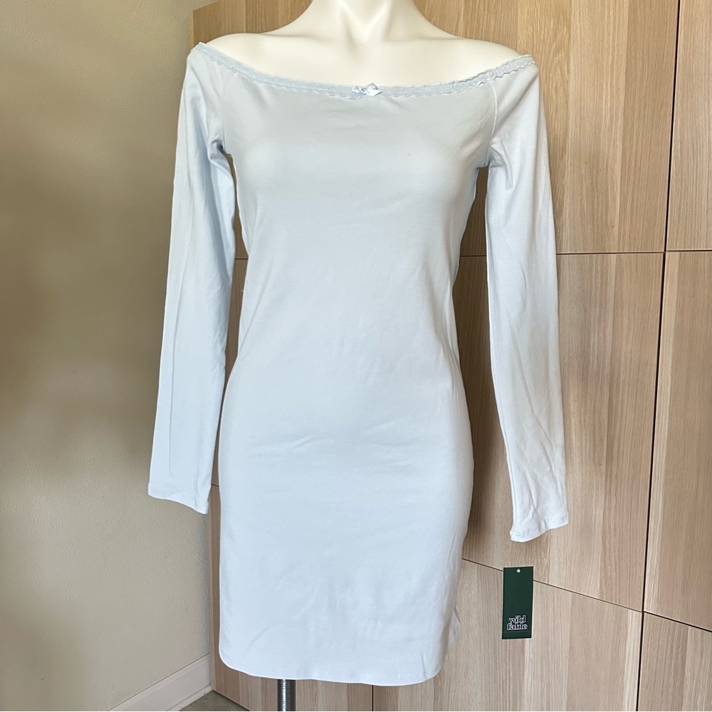Wild Fable Women's Off the Shoulder Lace Trim Mini Bodycon Dress Size L